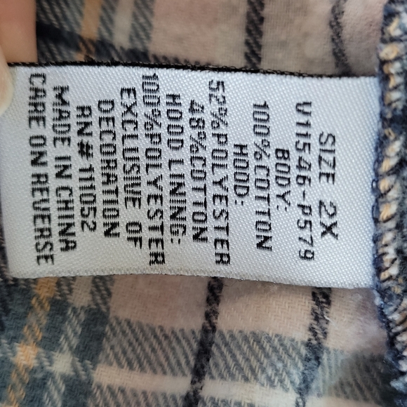 VANILLA STAR Blue Flannel Long Sleeve Button Down Hoodie Junior Women's XXL - Picture 11 of 15